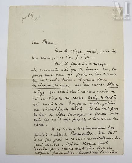 GIONO (Jean), 1895–1970.
Originalbrief „Jean Giono