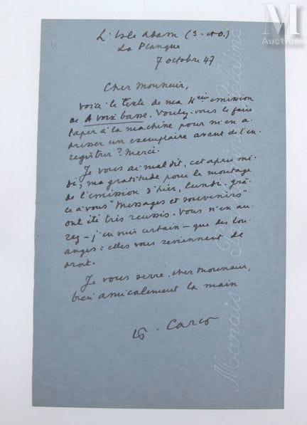 CARCO (Francis), 1886–1958.
Sammlung von 10 handsc