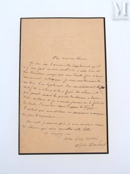 DAUDET (Alphonse), 1840–1897.
Handschriftliches Sc
