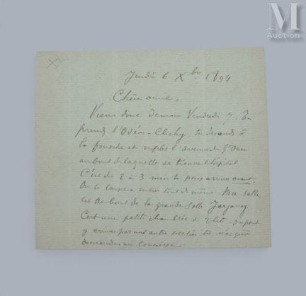 VERLAINE (Paul), 1844–1896.
Originalbrief „P.V.“, 