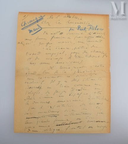 REBOUX (Paul), 1877–1963.
Signiertes Autograph „De