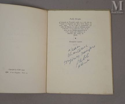 NERUDA (Pablo).
Trois poèmes. Texte espagnol et tr