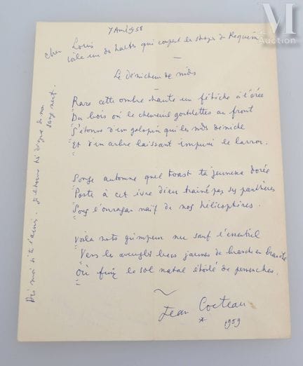 COCTEAU (Jean),
1889–1963. Manuskript eines offenb
