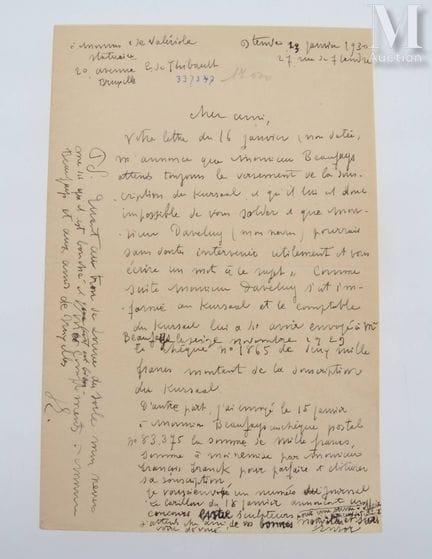 ENSOR (James), 1860–1949.
Brief „Ensor“, Ostende, 