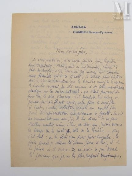 ROSTAND (Edmond), 1868–1918.
L.A.S. „Edmond Rostan