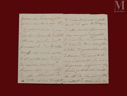 DROUET (Juliette), 1806–1883.
Eigenhändiger Brief 