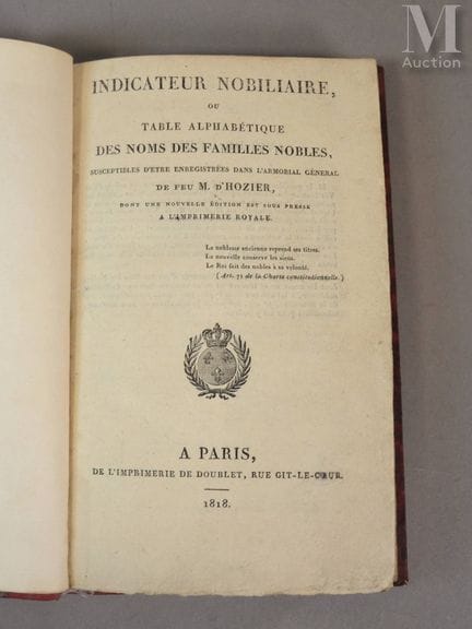 [HOZIER (Ambroise Louis Marie d’)].
Adelsverzeichn