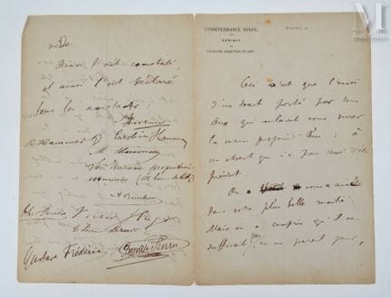HUGO (Victor).
Gemeinschaftsbrief, unterzeichnet u