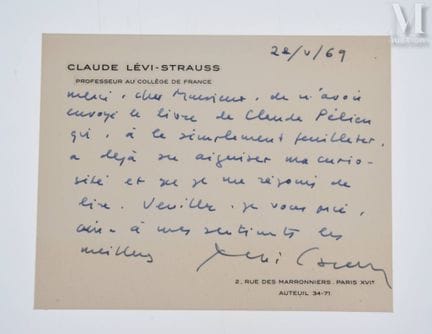 LÉVI-STRAUSS (Claude), 1908–2009.
C.A.S. „Levi Str