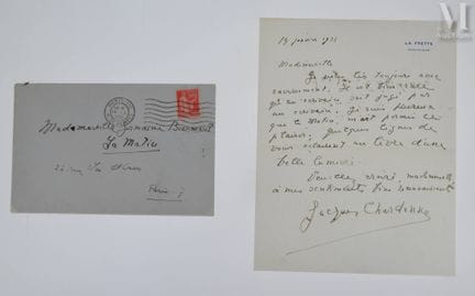 CHARDONNE (Jacques), 1884–1968.
Originalbrief „Jac