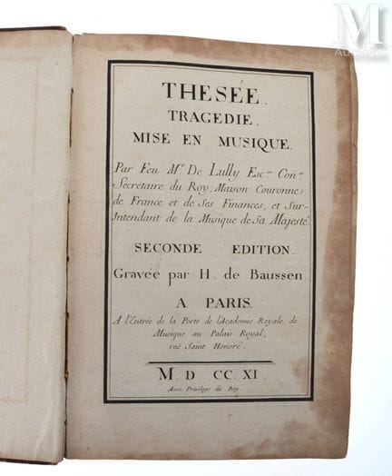 [LULLY (Jean-Baptiste)].
Thésée (dt.: Theseus). Tr
