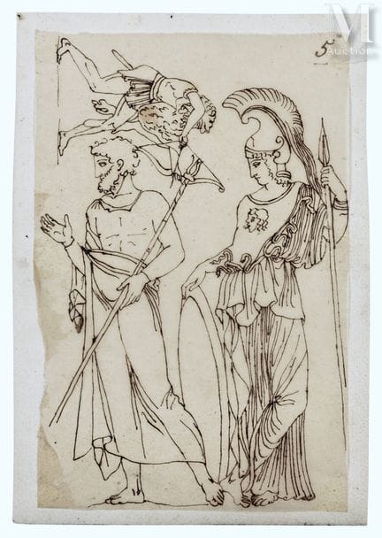 Dessin ancien double face
Figures mythologiques à 