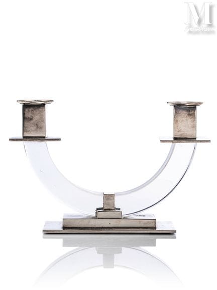 Jacques ADNET
Candelabro de bronce plateado con do