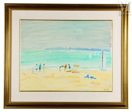 Robert SAVARY (1920-2000)
La plage
Aquarelle 
74 x
