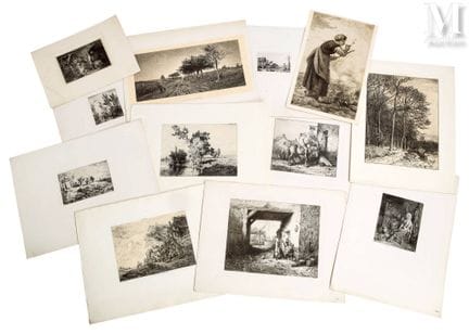 Lot de gravures anciennes dont de l'Ecole de Barbi