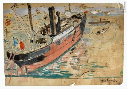 Ecole FRANCAISE du XXème siècle
Marine au bateau
A