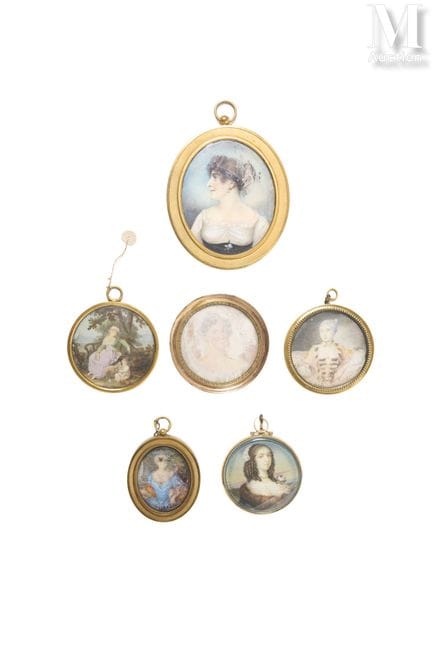 Ensemble de six miniatures
présentant des portrait