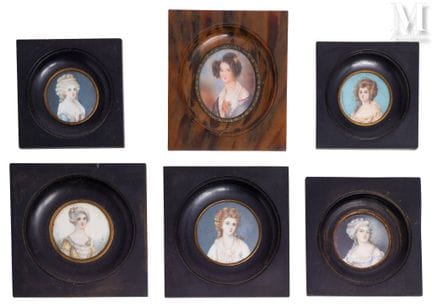 École FRANÇAISE du XIXe siècle
Lot de six miniatur