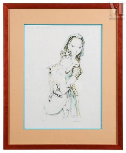 莱奥诺尔·菲尼（1907-1996）
《与猫同处的少女》
艺术家试印版
右下角签名
49.5 x 3