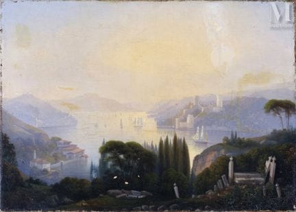 20世纪东方主义画派
伊斯坦布尔风景
布面油画
38 x 47 厘米
左下角有字迹模糊的签名“Cle