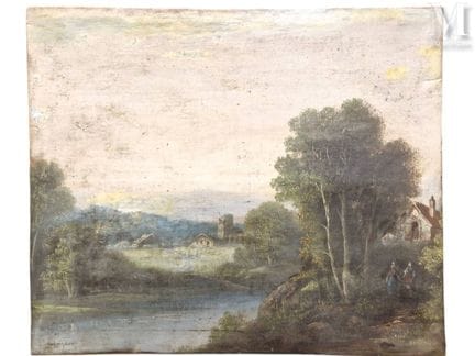 阿尔弗雷德·戈肖（1835-1895）
风景画
布面油画
左下角有签名
45 x 54 厘米
有磨损
