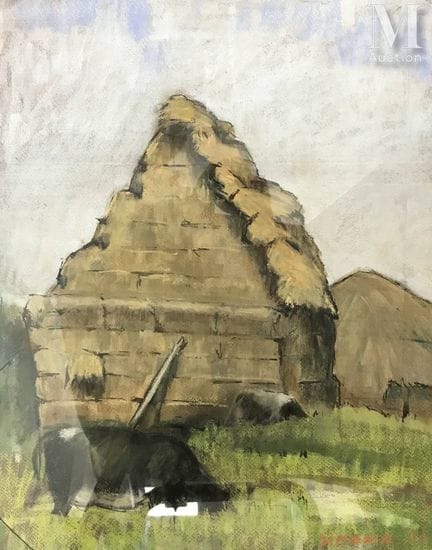 二十世纪画派
草地上的奶牛
纸本综合材料
42 x 34 厘米
署名并标注日期 60