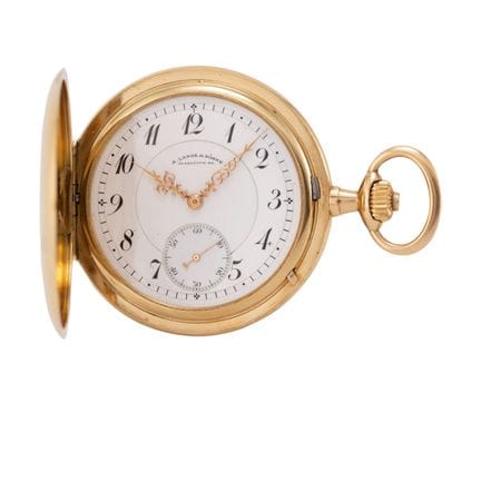 A. Lange &amp; Söhne - 1C级
一款极具格拉苏蒂风格的金质猎人式表壳怀表

机