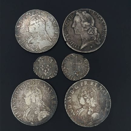 Lot de 6 monnaies royales en argent.
Henri III : 2