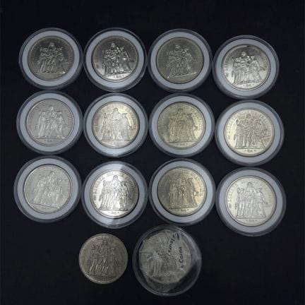 Set di 14 monete d'argento da 10 franchi "Ercole"
