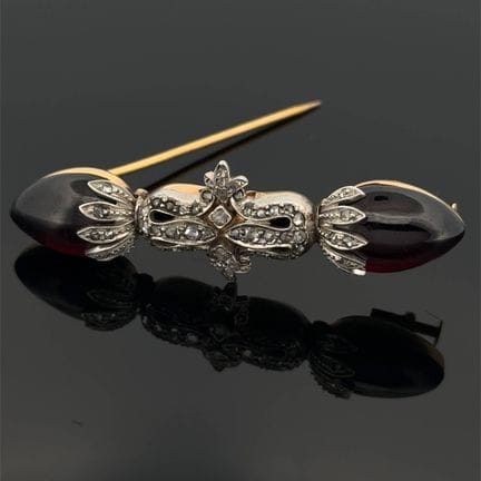 Durchbrochene „Haarspange“-Brosche aus Gelbgold (7