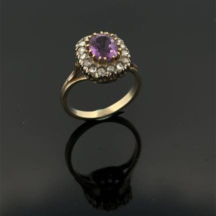Anello "a cuscino" in oro bianco (750) e platino (