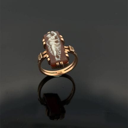 Anello rettangolare in oro rosa (585) 14k, imprezi