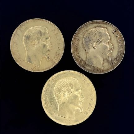 Napoleone III - Set di 3 monete da 50 franchi del 