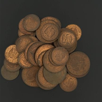 Napoléon III – Lot de 46 pièces de 1 et 2 centimes