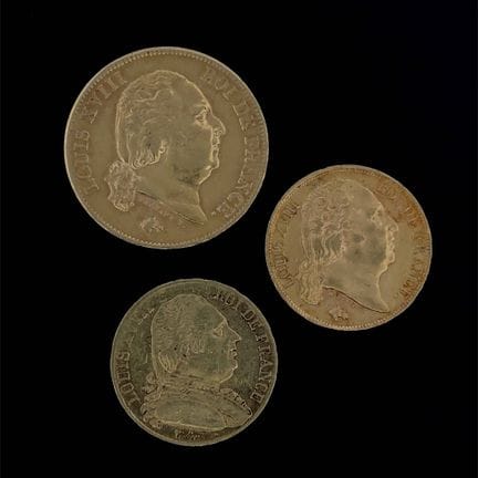 Luigi XVIII
- Set di 3 monete d’oro
- 20 franchi 1