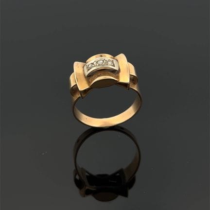 Anello "tank nodo" in oro giallo (750) con tre pic