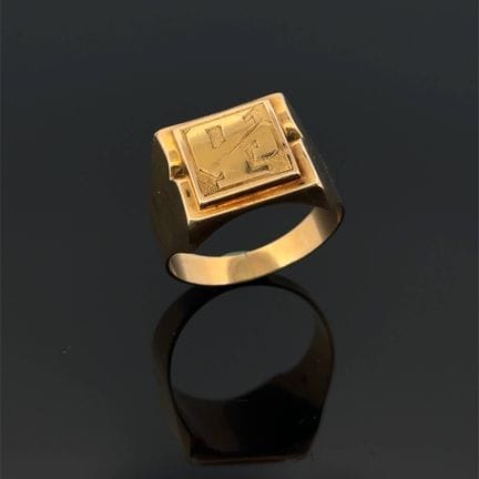 Anello con sigillo in oro giallo (750) con le iniz