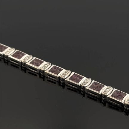 Bracciale in oro bianco (750) con zaffiri rosa cal