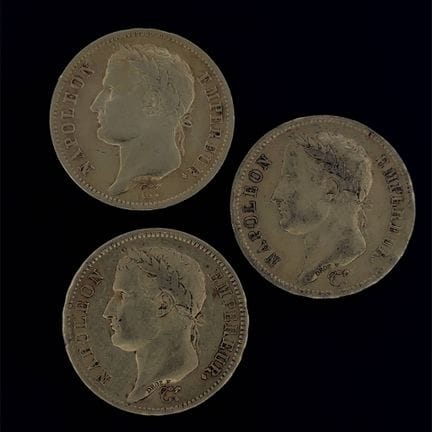 Napoleone I: Set di 3 monete da 40 franchi, 1811, 