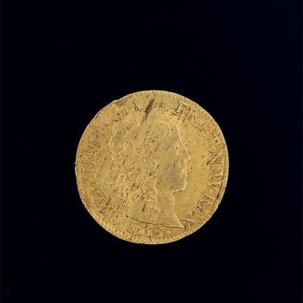 Luigi XIV 
Luigi d'oro con ciocca lunga, 1653 X: A
