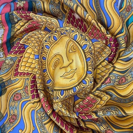 爱马仕 巴黎
“Carpe Diem”，改编自约阿希姆·梅茨的作品
印花丝绸斜纹方巾，边缘呈大理石纹