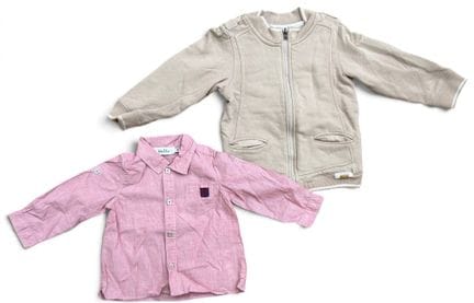BABY DIOR
套装包含：
- 米色棉质儿童飞行员夹克
尺码：3岁

- 红色棉质衬衫
标注尺码