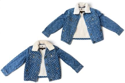 路易威登
两件式牛仔套装，饰有Monogram图案，内衬和领子采用可拆卸的小羊皮材质。
尺码：6和8