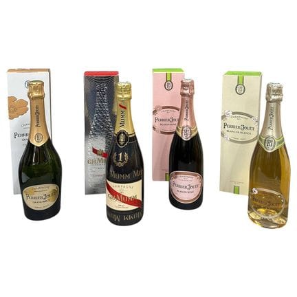 4 bouteilles CHAMPAGNE DIVERS,  (rn étui; 3 Perrie