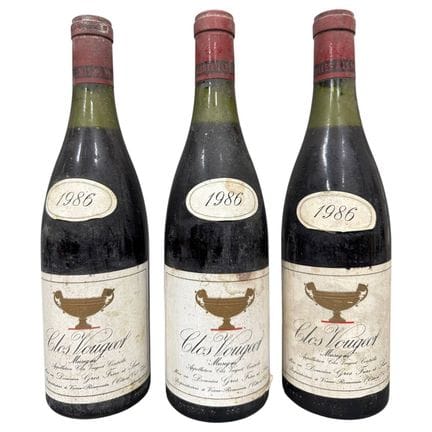 3 bouteilles CLOS VOUGEOT, Gros F&S 1986 (es, et, 