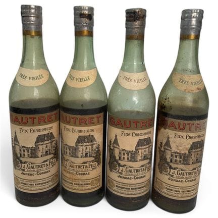 4 bouteilles COGNAC "Fine Champagne", Gautret "trè
