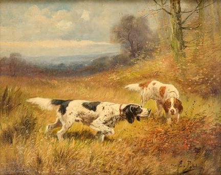 Eugène PETIT (1839–1886) 
Jagdhunde beim Anstellen