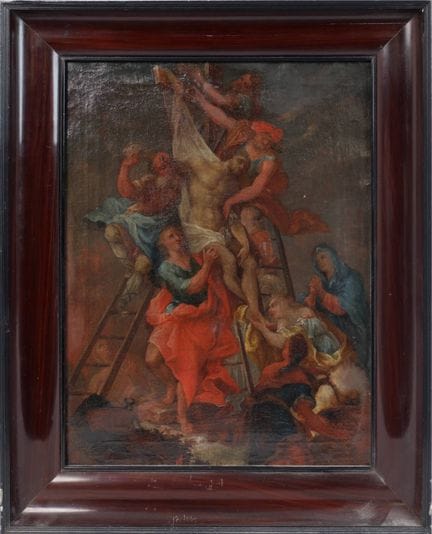 18世纪欧洲画派
《圣子从十字架上被卸下》
布面油画。
画心尺寸：46 × 36 厘米。
经修复。