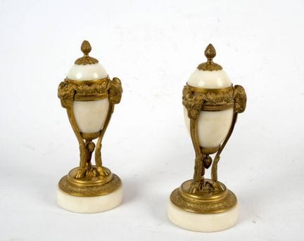 Pair of cassolettes forming a candlestick, made of