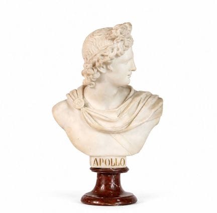 Based on the antique bust of Apollo of Belvedere 
